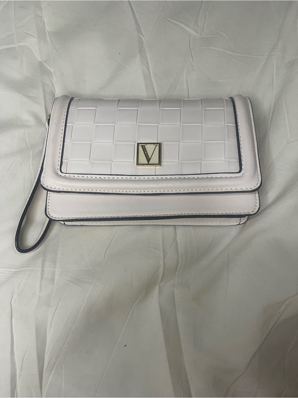 Victoria's Secret White Woven Flap Wristlet